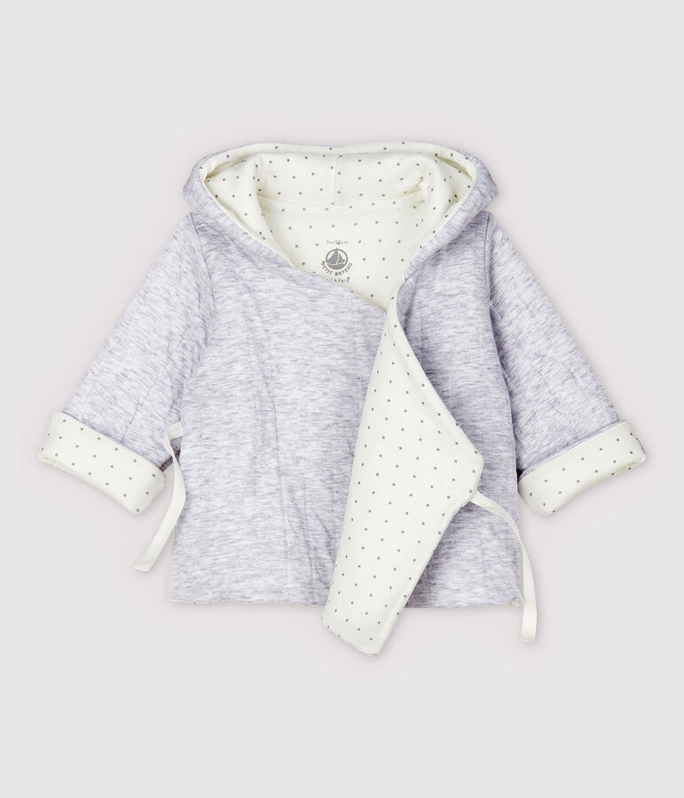 Veste &agrave; capuche grise b&eacute;b&eacute; en tubique matelass&eacute; en coton biologique gris