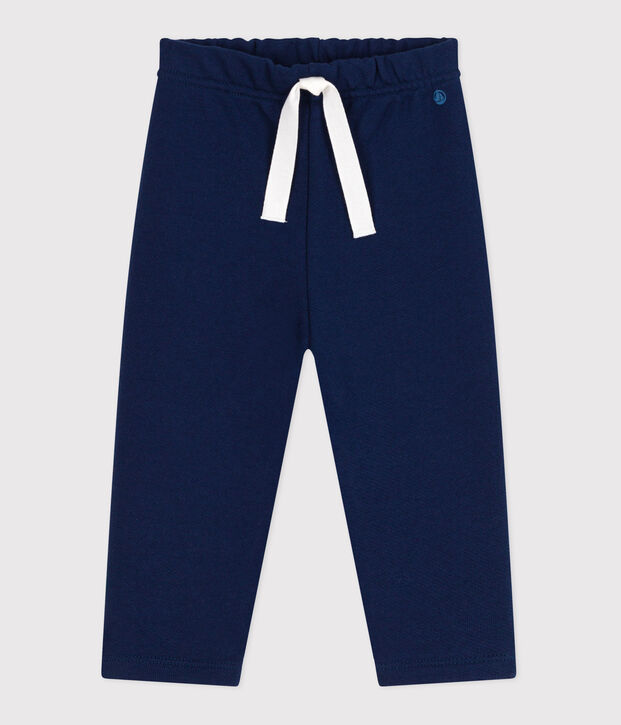 Pantalon de jogging b&eacute;b&eacute; en coton uni bleu fonc&eacute;