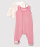 Ensemble 2 pièces fleurs roses bébé en en velours rose CHARME/blanc MULTICO