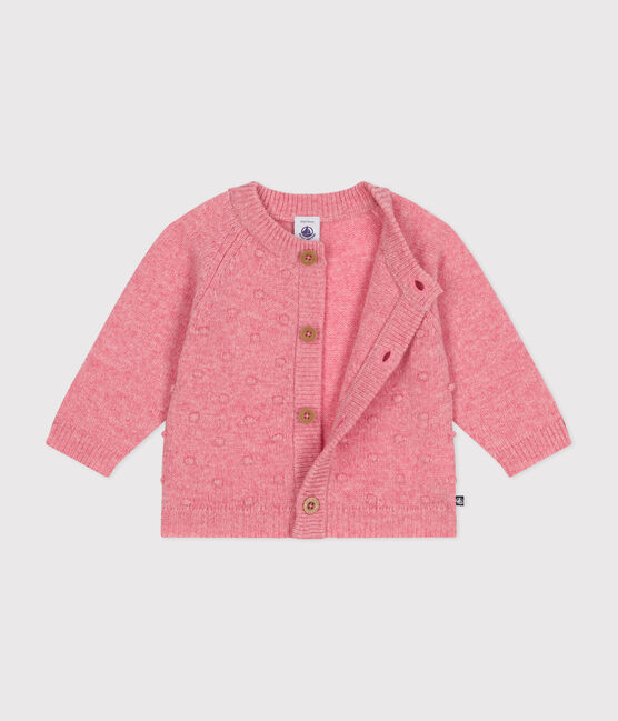Cardigan en tricot contenant de la laine bébé rose ROSELINE CHINE