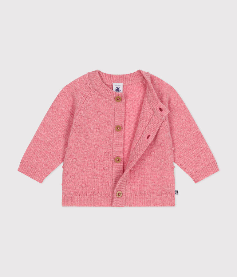 Cardigan en tricot contenant de la laine b&eacute;b&eacute; rose ROSELINE CHINE