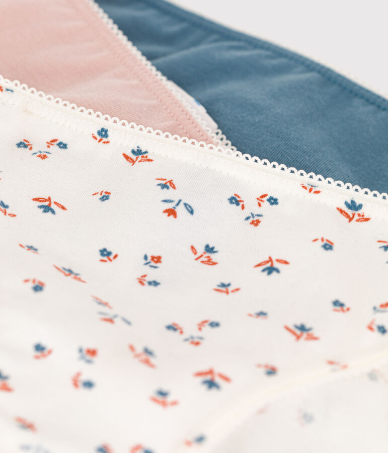 Lot de 3 culottes fleur petite fille en coton et &eacute;lasthanne multicouleur