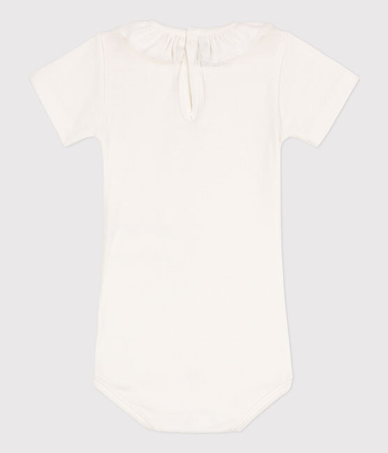 Body manches courtes bébé à collerette en coton blanc MARSHMALLOW