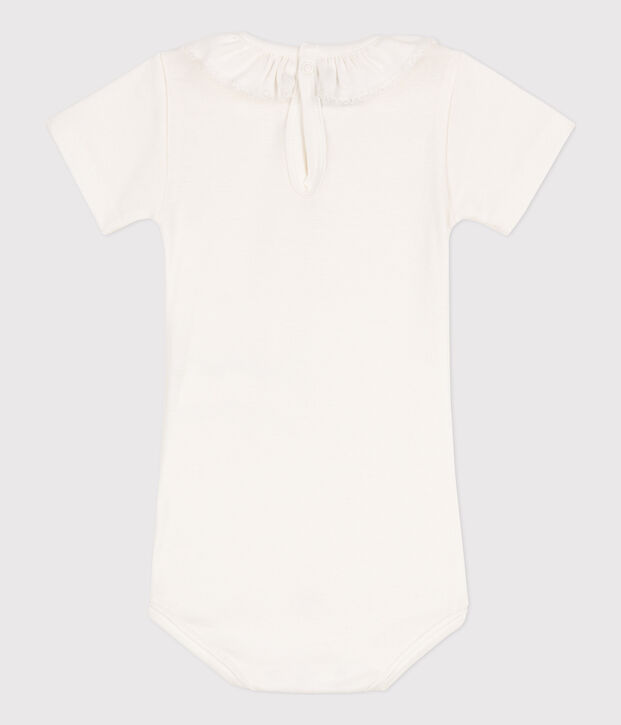 Body manches courtes b&eacute;b&eacute; &agrave; collerette en coton blanc