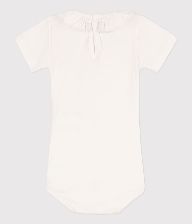 Body manches courtes b&eacute;b&eacute; &agrave; collerette en coton blanc MARSHMALLOW