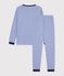 Pyjama enfant en coton &agrave; rayures bleu/blanc
