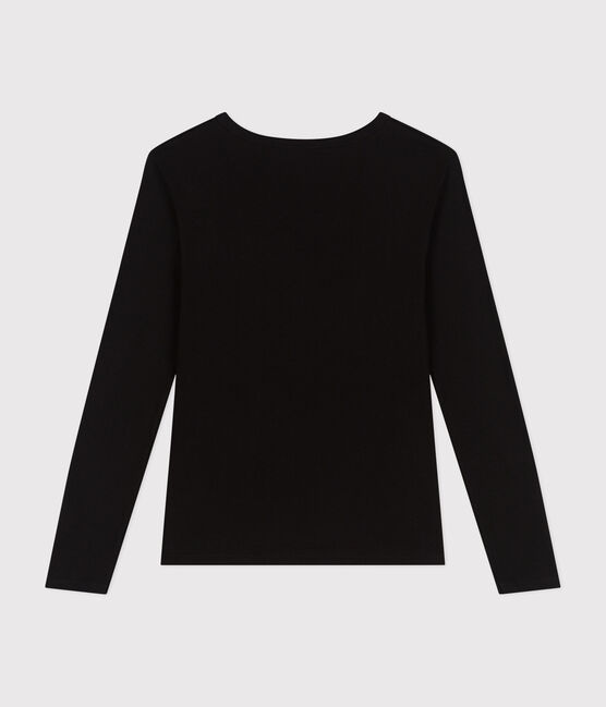 Tee-shirt l'Iconique manches longues en côte unie femme noir BLACK