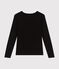 Tee-shirt l'Iconique manches longues en côte unie femme noir BLACK