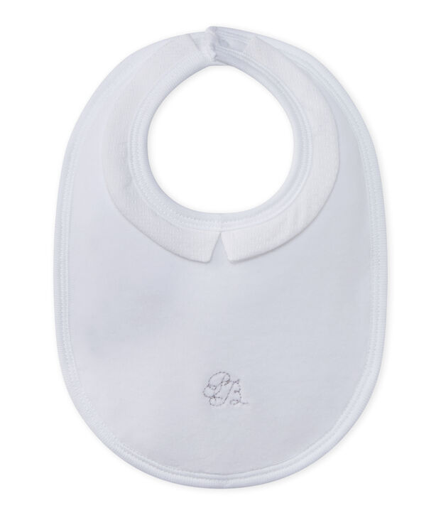 Bavoir b&eacute;b&eacute; mixte en velours doubl&eacute; blanc