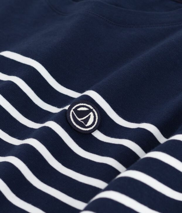 Robe longue femme en coton &agrave; rayures bleu/blanc