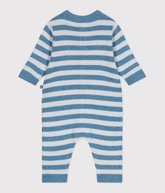 Combinaison bébé rayée en tricot laine et coton bleu ADRIATIC/ CO2
