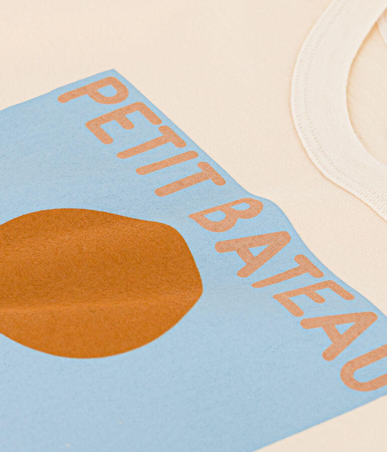 Tee-shirt manches courtes en coton enfant gar&ccedil;on &eacute;cru AVALANCHE