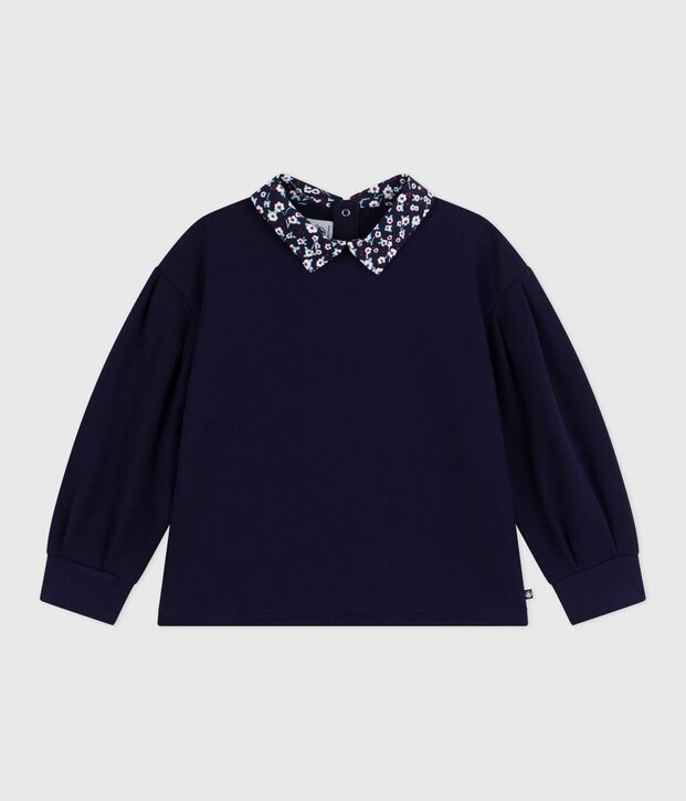 Sweatshirt enfant en coton uni bleu marine