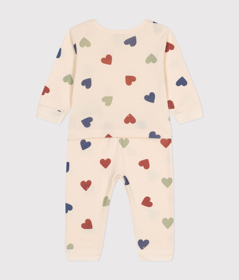 Pyjama c&oelig;urs sans pieds en coton b&eacute;b&eacute; &eacute;cru/multicouleur