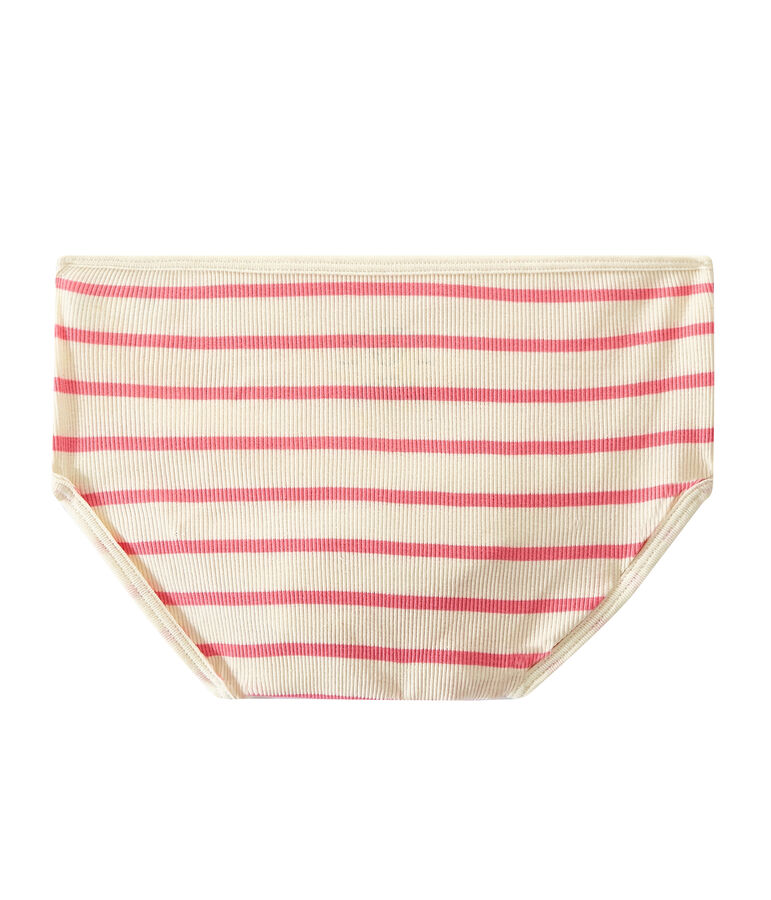 Culotte haute en c&ocirc;te 2x2 beige COQUILLE/rose PETAL
