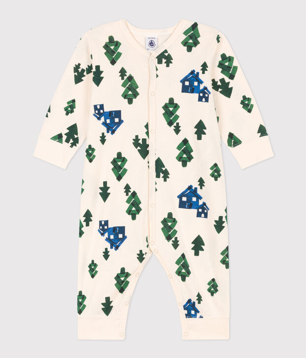 Pyjama b&eacute;b&eacute; sans pieds en coton &eacute;cru/multicouleur