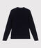 Pull marin femme en coton uni bleu marine
