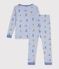 Pyjama tr&egrave;s ajust&eacute; enfant en coton imprim&eacute; bleu/blanc/multicouleur