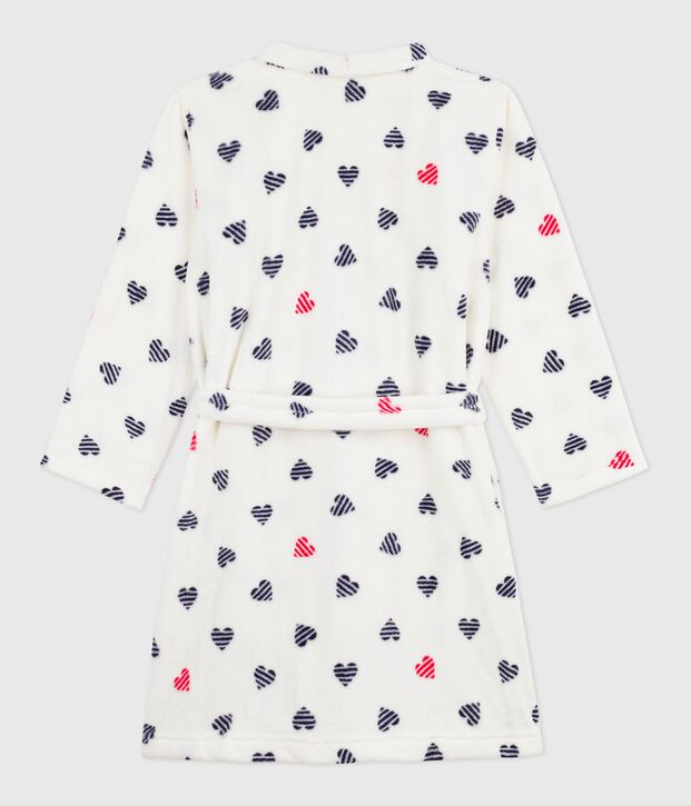 Robe de chambre enfant en polaire imprim&eacute; blanc/multicouleur