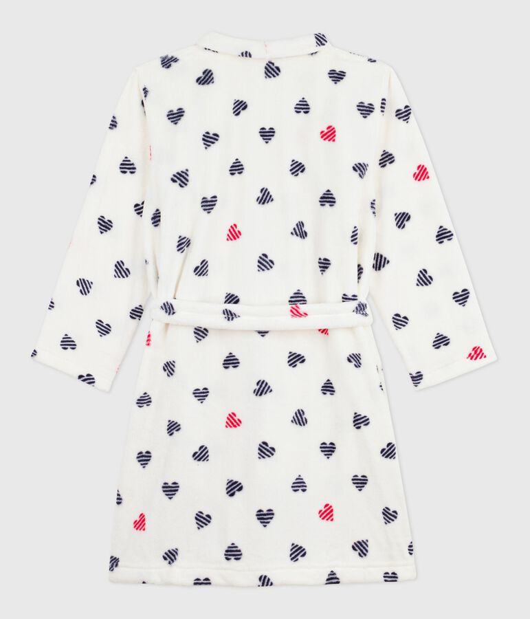 Robe de chambre enfant en polaire imprim&eacute; blanc MARSHMALLOW/blanc MULTICO