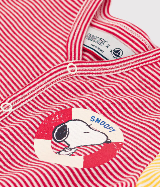 Combicourt Petit Bateau X Snoopy bébé en coton rouge CORRIDA/blanc MARSHMALLOW