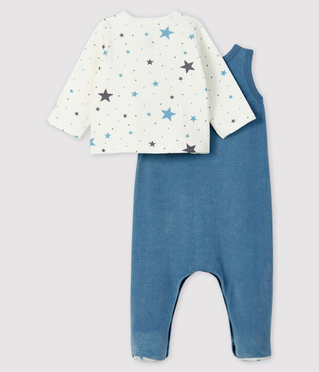 Ensemble 2 pi&egrave;ces &eacute;toiles bleues b&eacute;b&eacute; en en velours gris/multicouleur