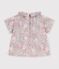 Blouse b&eacute;b&eacute; en coton manches courtes imrpim&eacute;e fleurs bleu/multicouleur