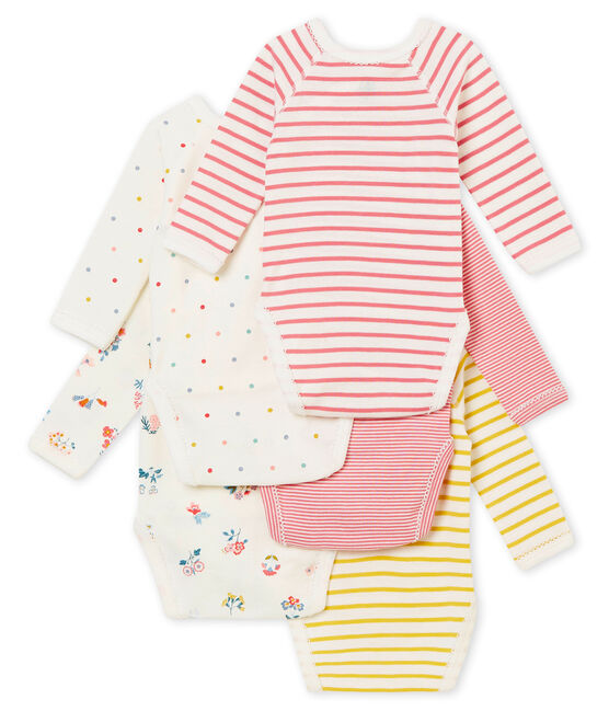 Lot de 5 bodies naissance manches longues bébé fille variante 1