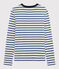 T-shirt col rond iconique en coton Femme blanc MARSHMALLOW/bleu SURF