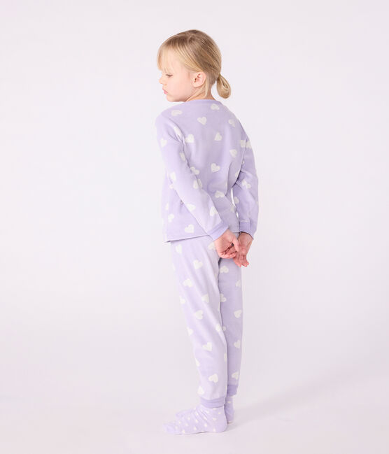 Pyjama enfant en velours imprimé cœurs blanc SQUAW/ MARSHMALLOW