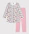 Chemise de nuit et legging enfant en tubique &agrave; fleurs rose/multicouleur