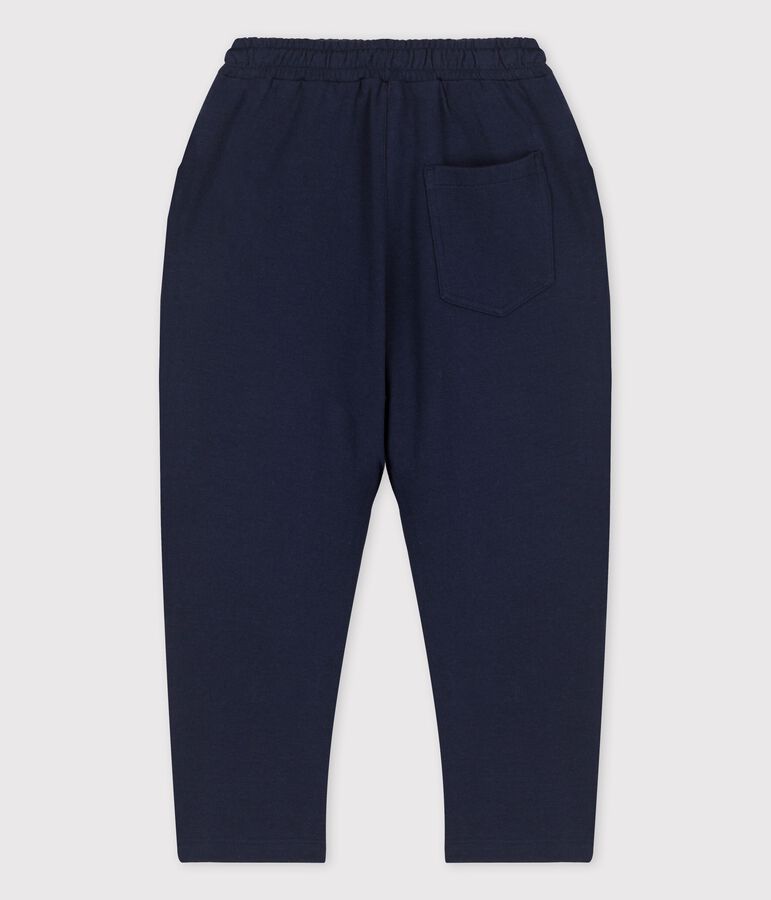 Pantalon confortable en coton enfant gar&ccedil;on bleu SMOKING
