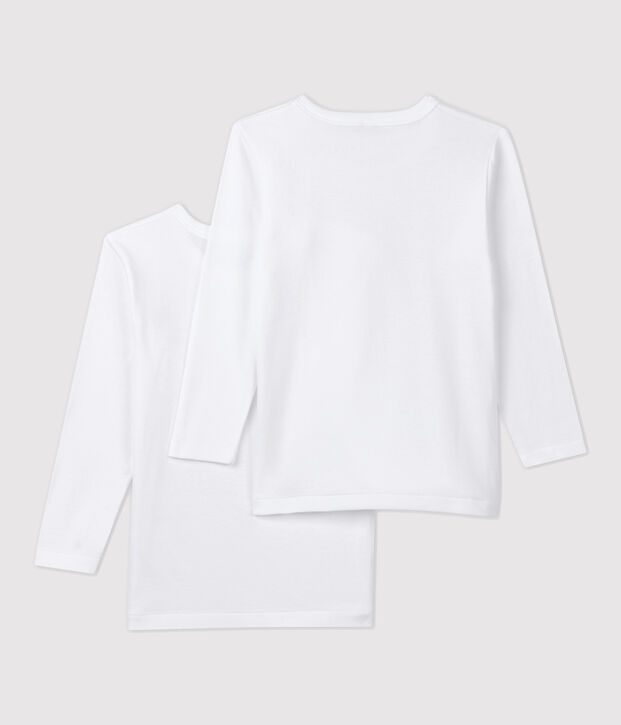 Lots de 2 tee-shirts manches longues blancs petit gar&ccedil;on multicouleur
