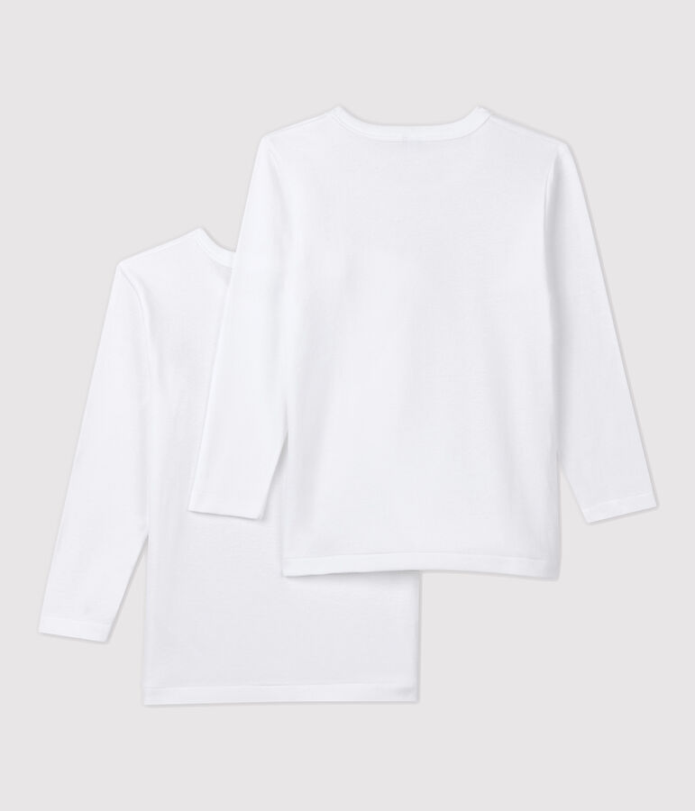 Lots de 2 tee-shirts manches longues blancs petit gar&ccedil;on variante 1