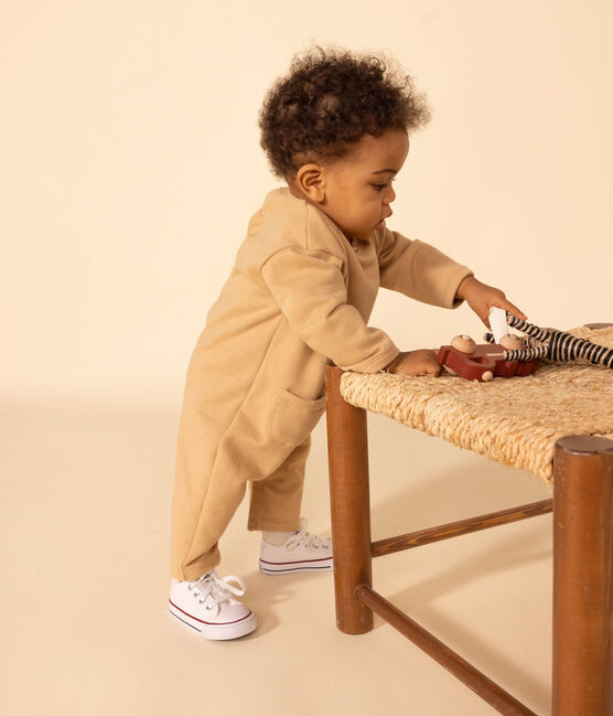 Combinaison longue en molleton bébé beige TOURONE