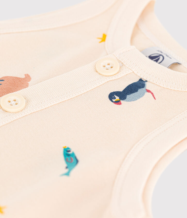 Combinaison courte b&eacute;b&eacute; en jersey imprim&eacute; blanc AVALANCHE/ MULTICO