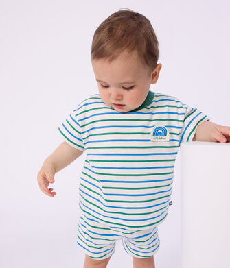 Tee-shirt b&eacute;b&eacute; en coton manches courtes, ray&eacute;