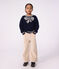 Pull enfant en laine et coton motif n&oelig;ud bleu/beige