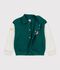 Veste teddy enfant en coton uni colorblock vert/beige