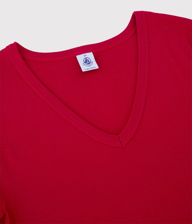 T-shirt col V iconique en coton Femme rouge TERKUIT