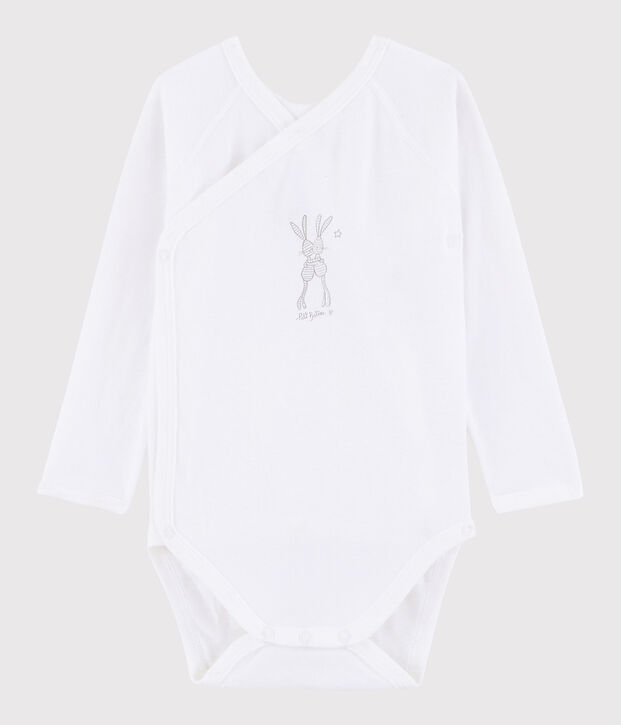 Body crois&eacute; manches longues b&eacute;b&eacute; fille-gar&ccedil;on blanc