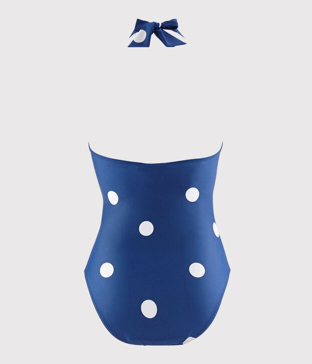 Maillot de bain 1 pi&egrave;ce recycl&eacute; Femme bleu/blanc