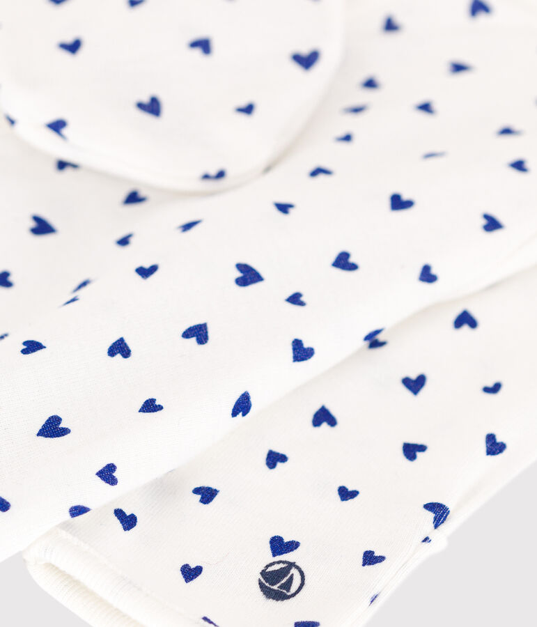 Combisac coeur en coton blanc MARSHMALLOW/ NEWBLEU