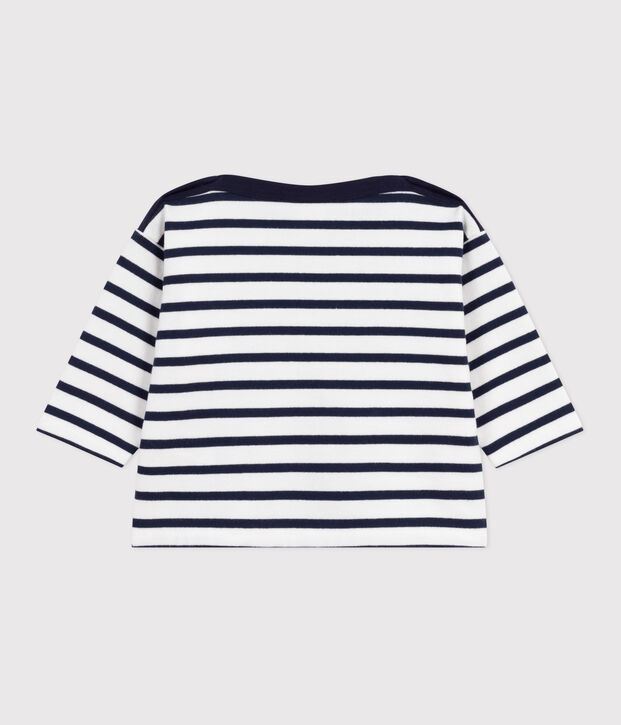 Marini&egrave;re b&eacute;b&eacute; en coton blanc/bleu
