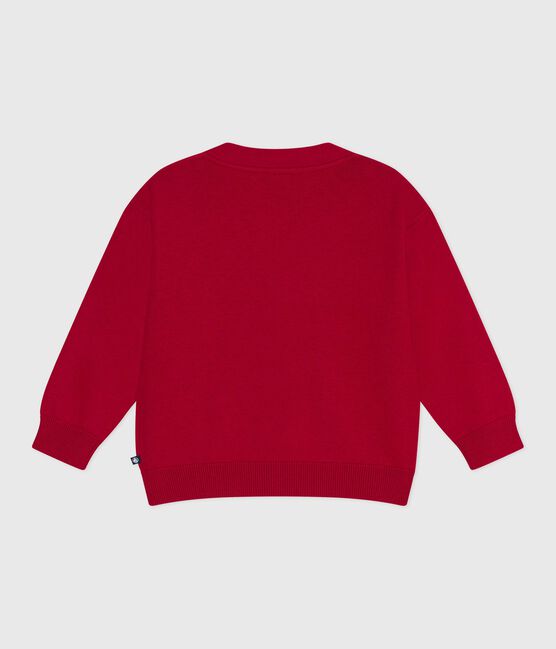 Cardigan enfant en laine et coton à motifs rouge TERKUIT/ SOIR