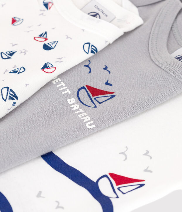 Lot de 3 bodies manches longues en coton b&eacute;b&eacute; multicouleur