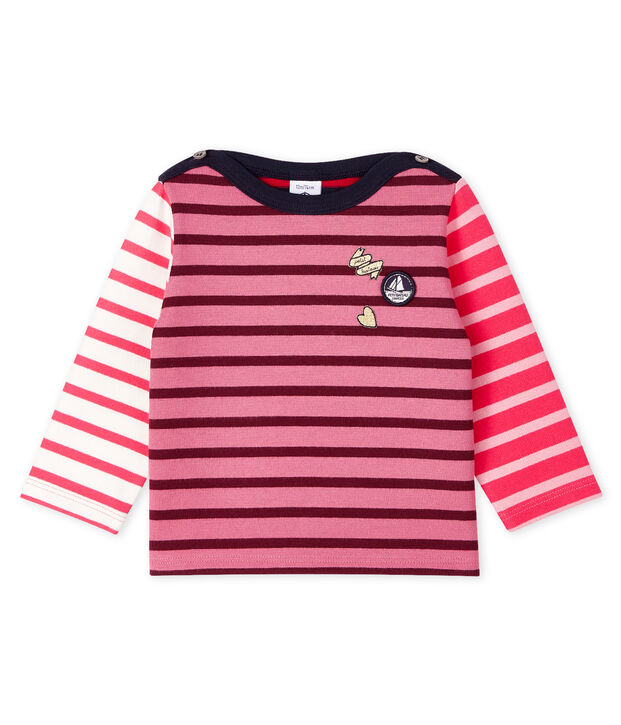 Marini&egrave;re upcycling manches longues b&eacute;b&eacute; fille rose/multicouleur