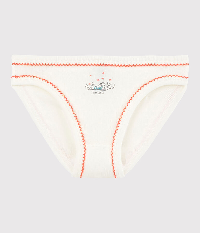 Culotte petite fille en coton blanc LAIT/rose PEACHY