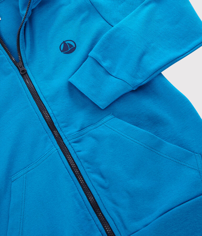 Sweatshirt zipp&eacute; &agrave; capuche en coton enfant gar&ccedil;on bleu MYKONOS