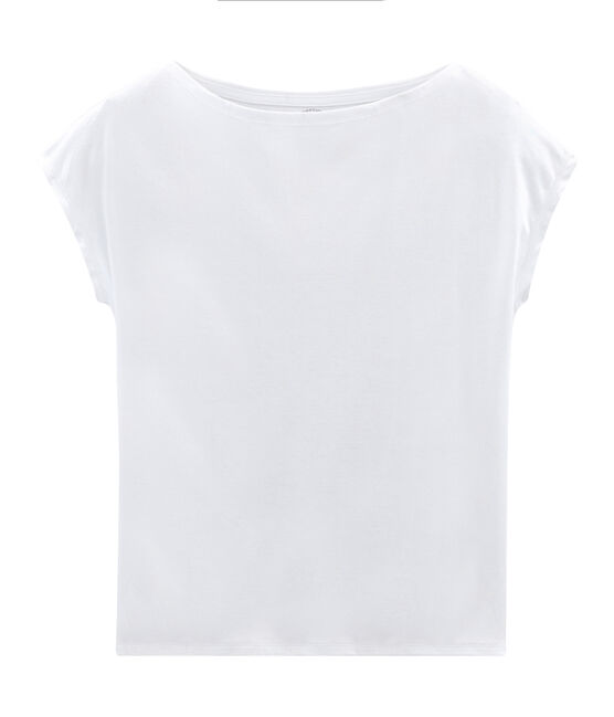 Tee shirt manches courtes coton Sea island femme blanc ECUME